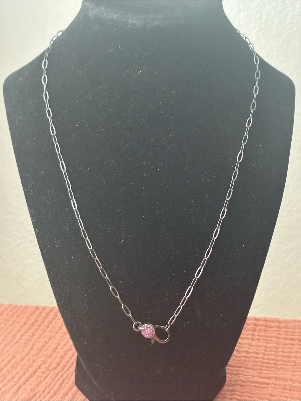 Black Rhodium Necklace with Pink